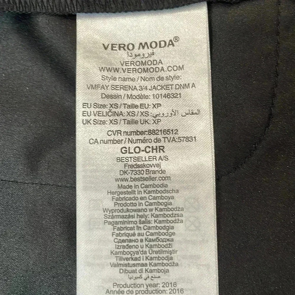 ❤️2/$40❤️Vero Moda Denim VMFAY  SERENA 3/4 Open Front Jacket- UK XS - Picture 8 of 11